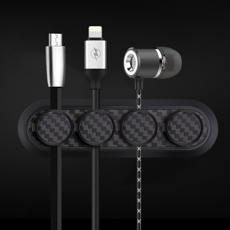 cable clip carbon fiber texture magnetic cable management data cable storage hub creative gift desktop organizer line card