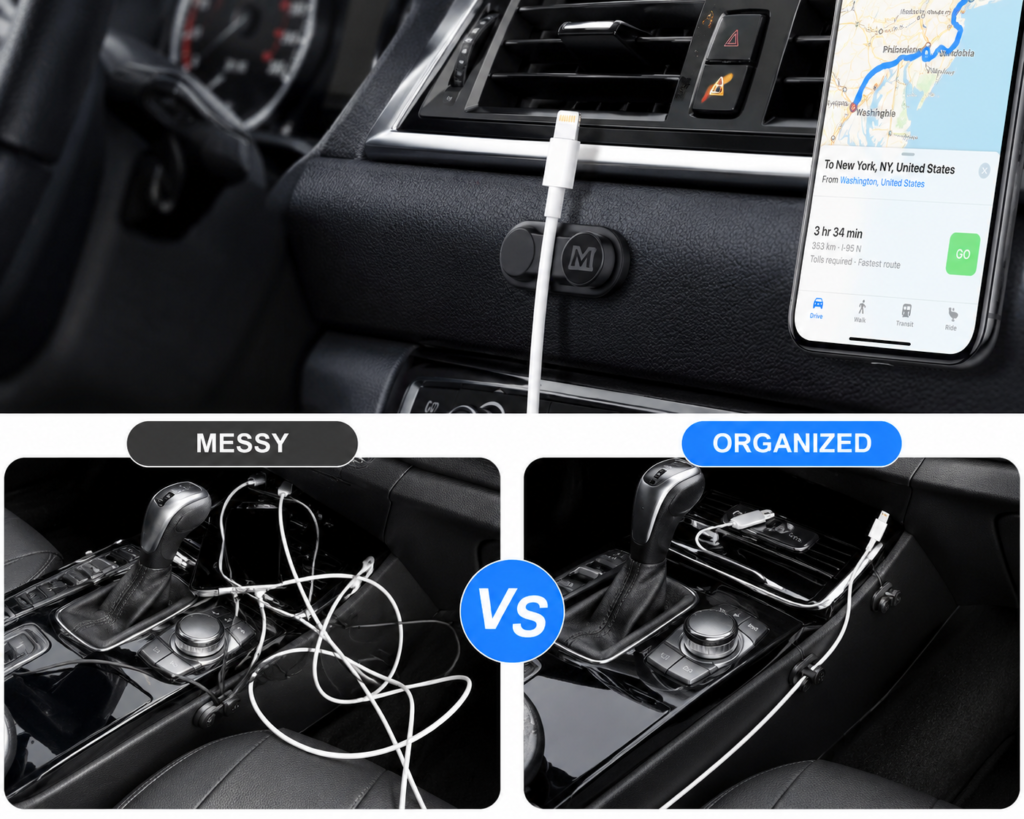 magnetic cable clips for car
