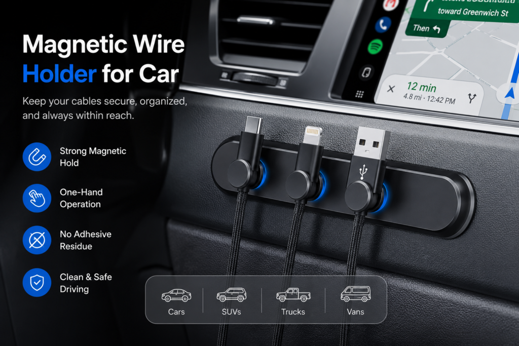magnetic wire holder for car