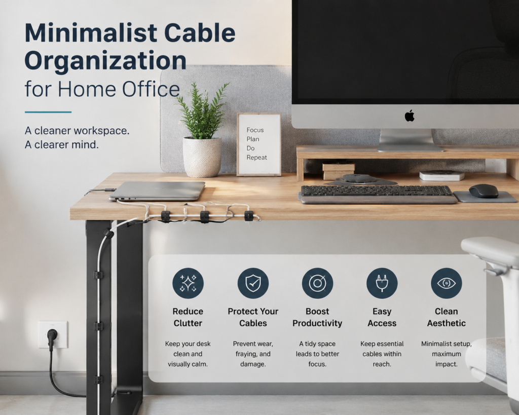 minimalist cable organization for home office